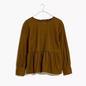 Madewell Flannel Button-Back Peplum Top
